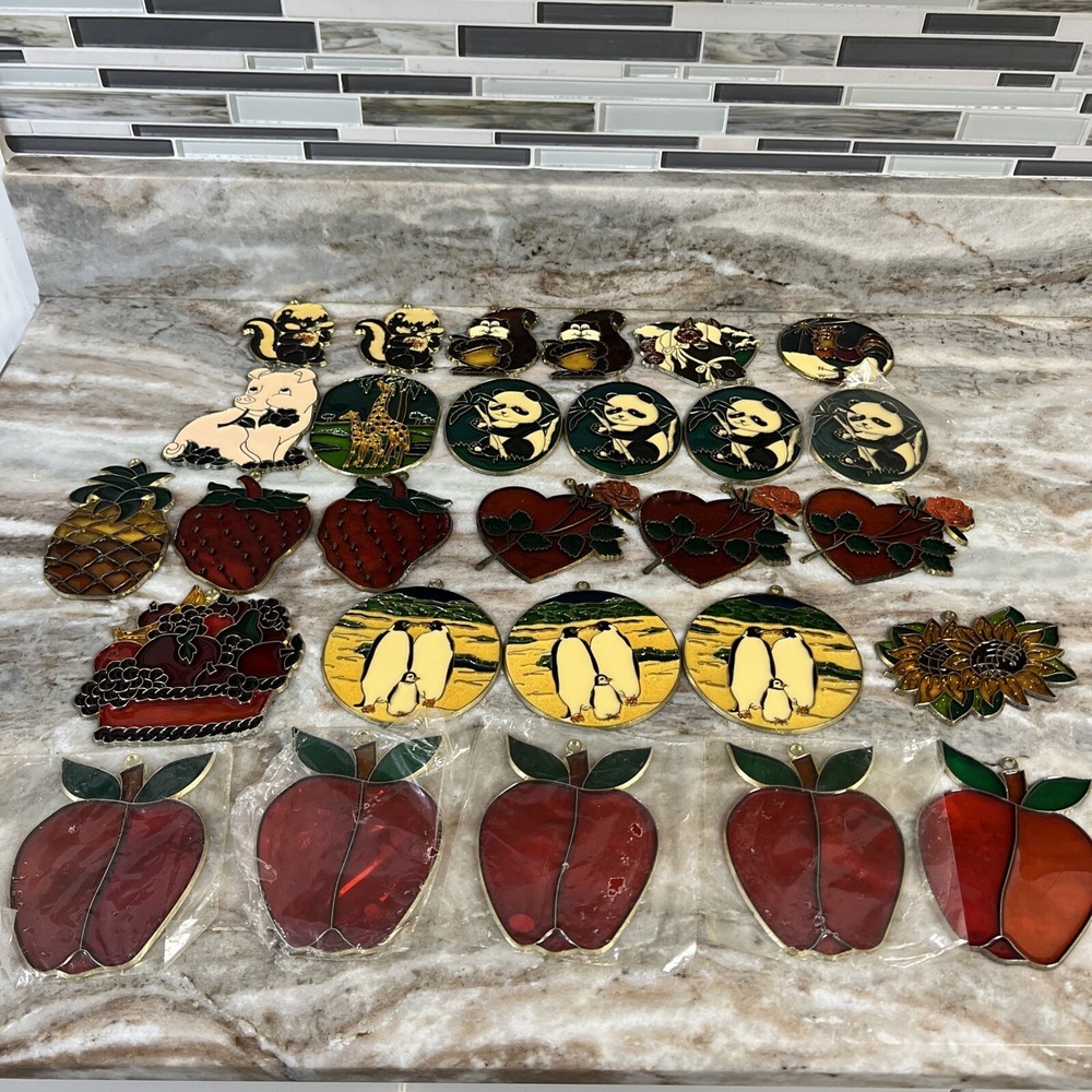Lot of 28 Vintage Sun Catchers Hanging Window Art Mid Century MCM BOHO